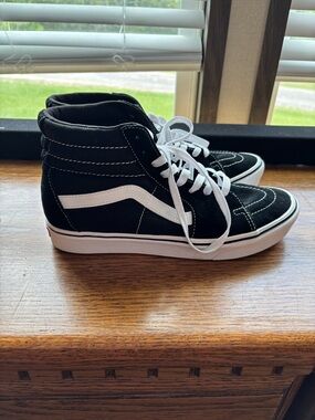 Vans Black and White High-Top Skate Sneakers